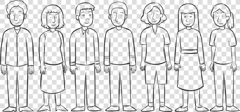 People Standing In A Line  As The Starting Point Of   Line Art  HD Png DownloadTransparent PNG