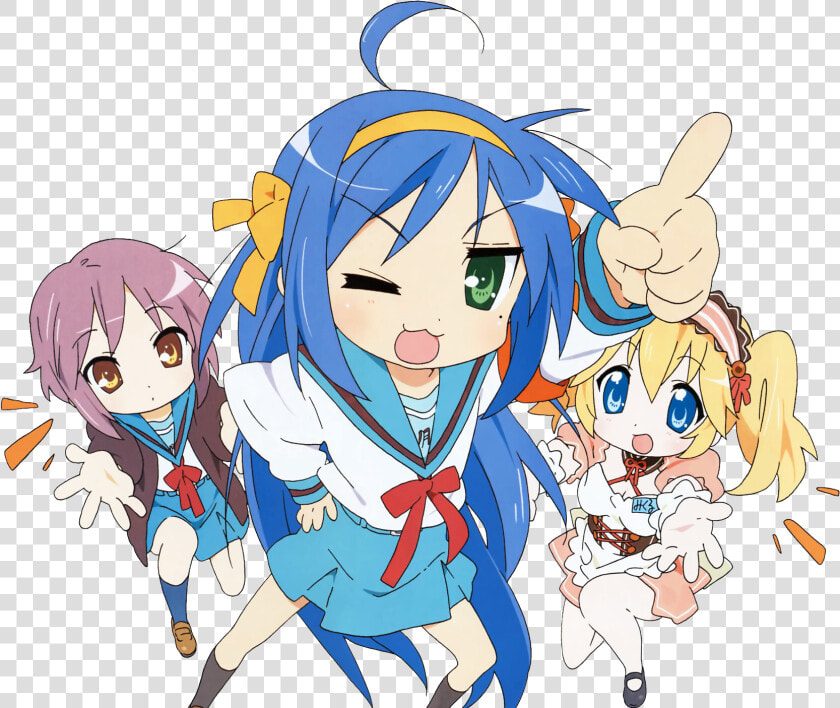 Lucky Star X The Melancholy Of Haruhi Suzumiya   Lucky Star Konata Haruhi  HD Png DownloadTransparent PNG