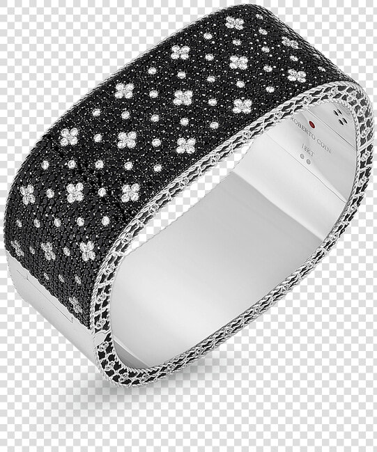 Roberto Coin Wide Bangle With Black And White Fleur   Black And White Diamond Bangles  HD Png DownloadTransparent PNG