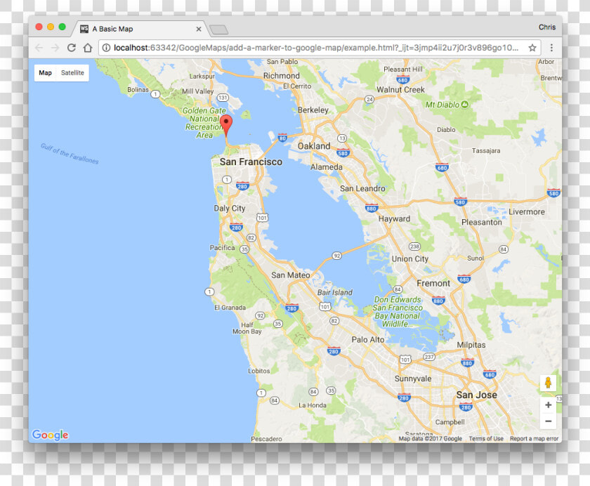 Map With A Marker On The Golden Gate Bridge   San Francisco City Boundary  HD Png DownloadTransparent PNG