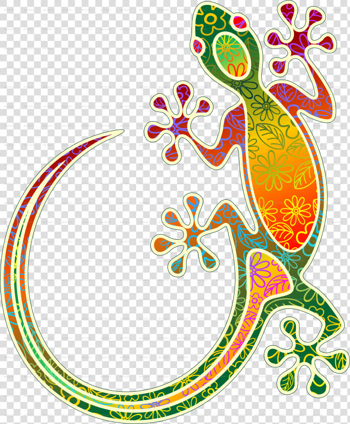 Gecko Floral Tribal Art   South East Asia Batik Designs  HD Png DownloadTransparent PNG