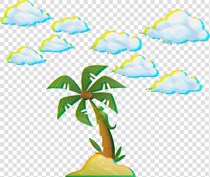  cloud  clouds  beach  sea  chameleon  coconut  coconuttree  HD Png DownloadTransparent PNG