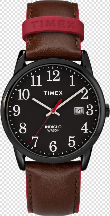 Easy Reader Color Pop 38mm Leather Strap Watch Black brown   Timex Easy Reader Black  HD Png DownloadTransparent PNG