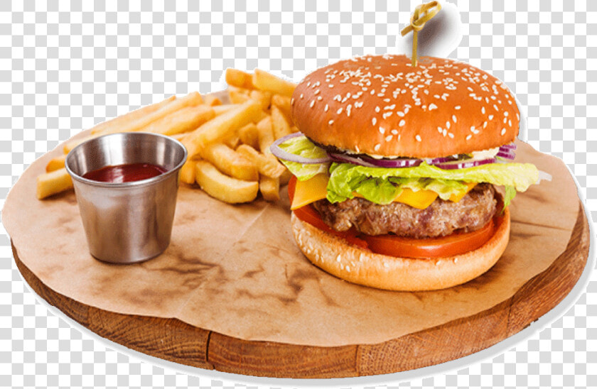 Fast Food   Png Download   Beef Burger With French Fries  Transparent PngTransparent PNG