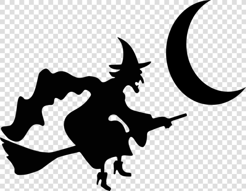 Witch  Witchcraft  Broom  Broomstick  Flying  Moon   Halloween Design For Office  HD Png DownloadTransparent PNG