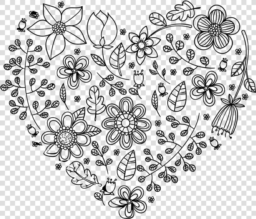 Black Floral Heart   Floral Heart Transparent Background  HD Png DownloadTransparent PNG