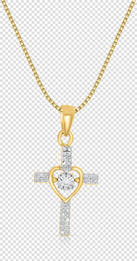 10k Yellow Gold Heart Cross Pendant   Gouden Ketting Met Parel  HD Png DownloadTransparent PNG