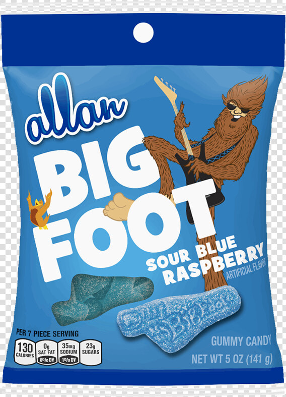 Allan Big Foot Sour Blue Raspberry Gummy Candy 5oz   Electric Blue  HD Png DownloadTransparent PNG