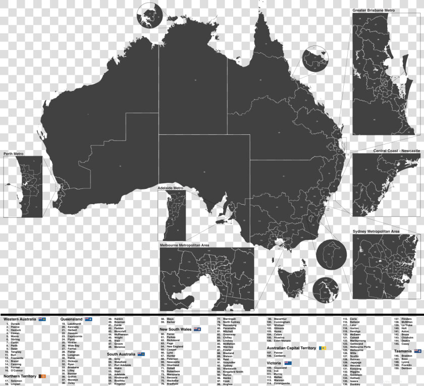 Vector Map Of Australia   Png Download   Australian Electoral Map 2019  Transparent PngTransparent PNG