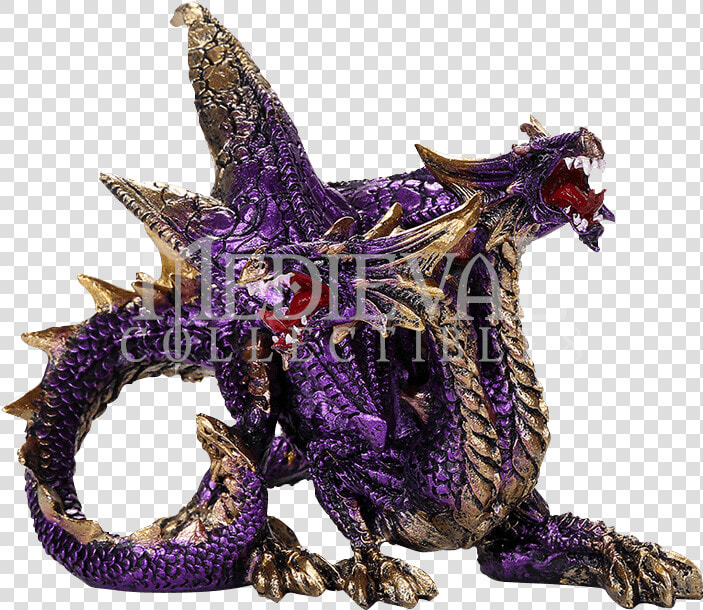 Double Headed Gold And Purple Dragon Statue  HD Png DownloadTransparent PNG