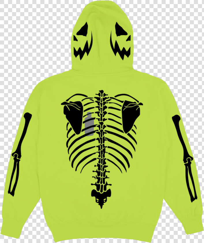 Skelton Heart Safety Green   Hoodie  HD Png DownloadTransparent PNG