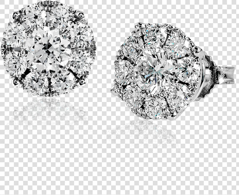 Diamond Earring Png   18k Diamond Cluster Earrings  Transparent PngTransparent PNG