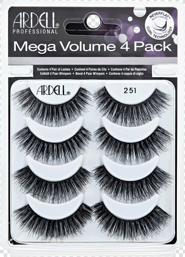 Mega Volume 251 Lashes 4 Pack   Ardell Demi Wispies Black Lashes 4 Pack  HD Png DownloadTransparent PNG