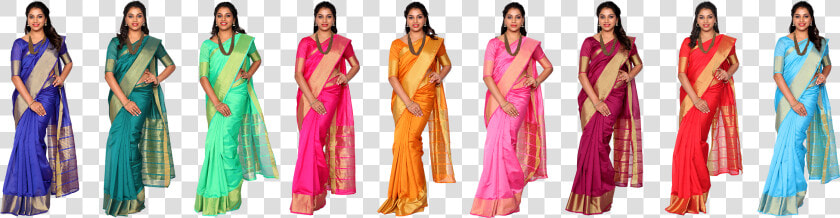 Navarathri 9 Silk Cotton Saree Collections Title   Navratri Nine Colours Sarees  HD Png DownloadTransparent PNG