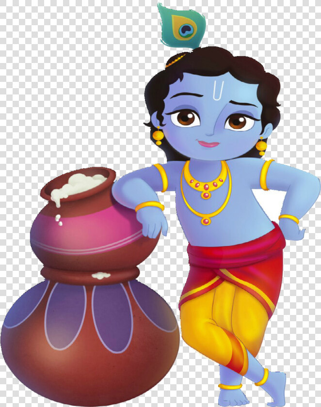 Lord Krishna Standing With Makhan   Little Krishna Cartoon  HD Png DownloadTransparent PNG