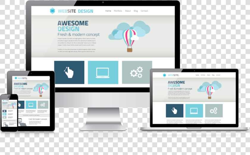 Responsive Website Design Showing Computer  Laptop    Beautiful Landing Page Examples  HD Png DownloadTransparent PNG