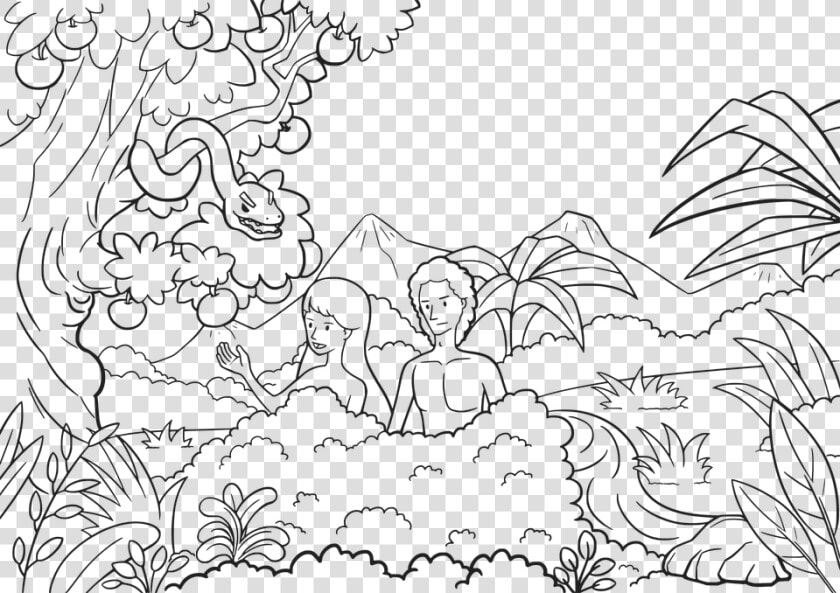 Adam And Eve Snake Coloring Page  HD Png DownloadTransparent PNG