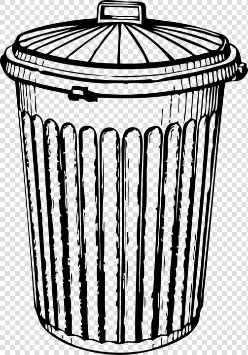 Trash Can  Bin  Basket  Closed  Lid  Black And White   Black And White Trash Can  HD Png DownloadTransparent PNG