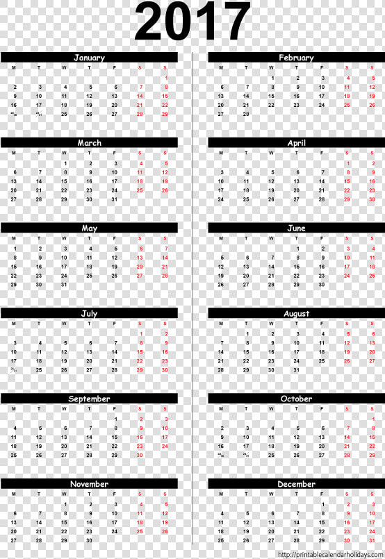 Printable 2017 Yearly Calendar Template Blank 81183   2011  HD Png DownloadTransparent PNG