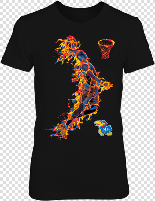 Kansas Jayhawks Basketball Player On Fire Shirt  HD Png DownloadTransparent PNG