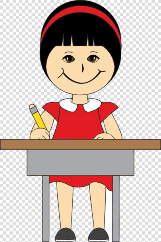 Transparent Sitting Clipart   Cartoon Girl Sitting At Desk  HD Png DownloadTransparent PNG