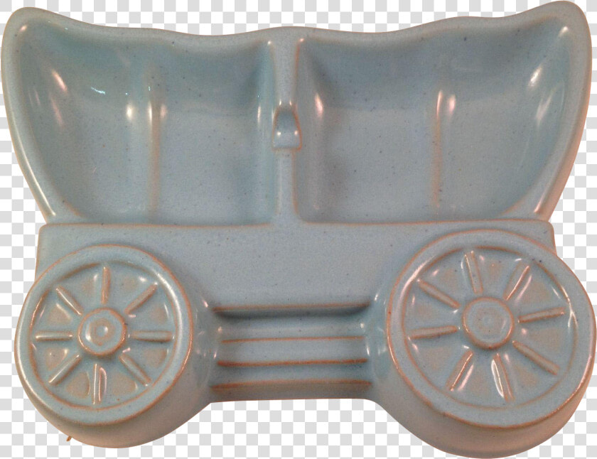 Vintage Frankoma Pottery Covered Wagon Sky Blue Ashtray   Carriage  HD Png DownloadTransparent PNG