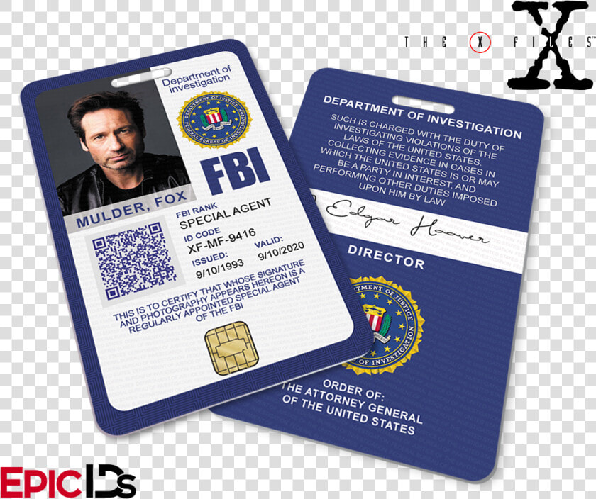 The X files Inspired Fox Mulder Fbi Special Agent Id  HD Png DownloadTransparent PNG