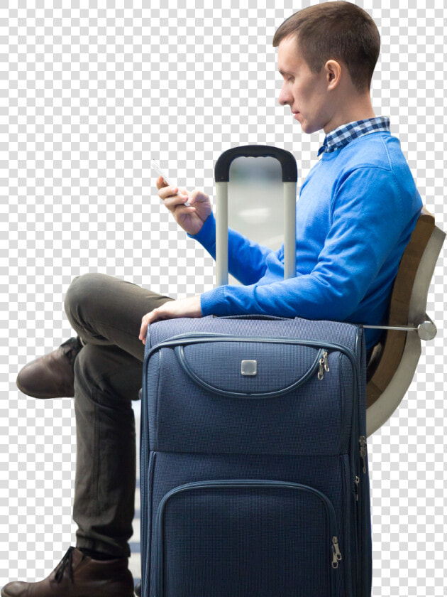 Executive Online Courses Cx   Man Waiting In Airport With Luggage  HD Png DownloadTransparent PNG