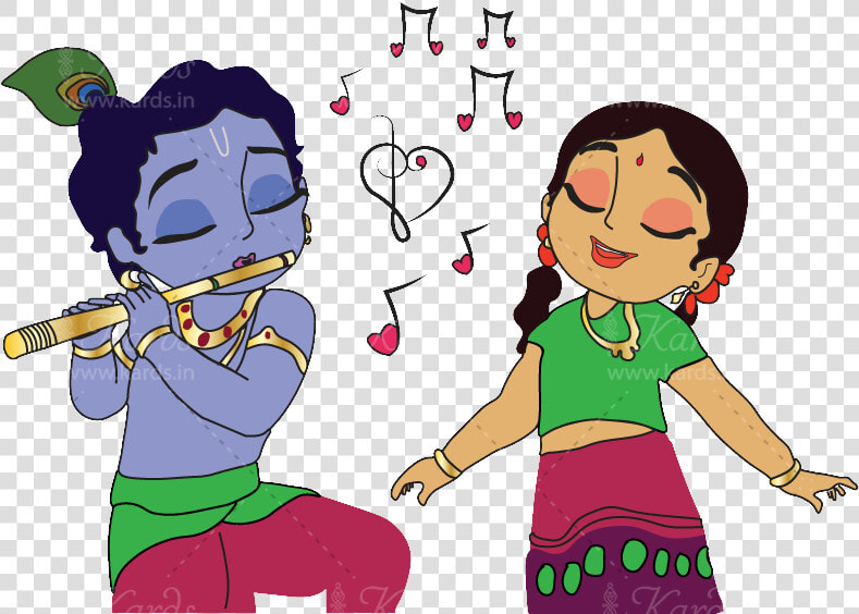 Invitation Clipart Tamil   Bal Krishna And Radha Cartoon  HD Png DownloadTransparent PNG