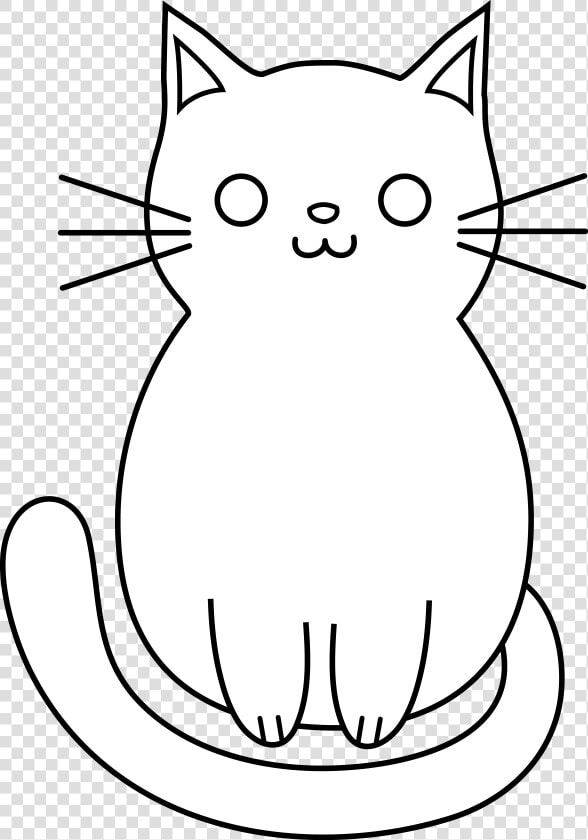 Transparent Cartoon Cat Png   Simple Cat Cartoon Black And White  Png DownloadTransparent PNG