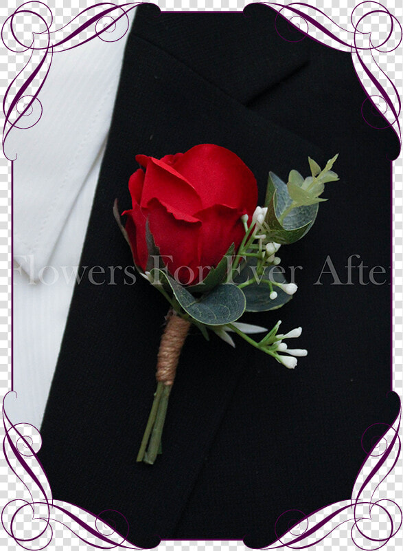 Silk Artificial Baby S Breath And Red Rose Formal     Red Rose Groom Corsage  HD Png DownloadTransparent PNG