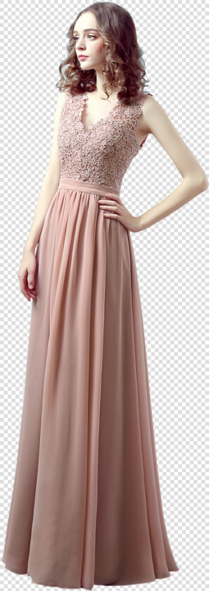 V neck New Design Chiffon Floor Length Dress Dresses   Gown  HD Png DownloadTransparent PNG