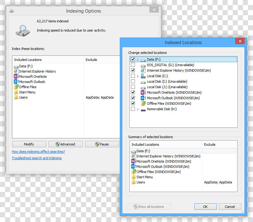 Indexing Options   Win 10 Outlook Index  HD Png DownloadTransparent PNG