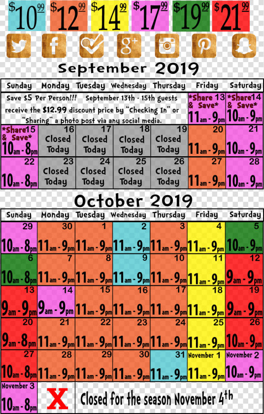 Calendar Price And Hours Of Operation For 2019 Bengtson   Bengtson  39 s Pumpkin Farm And Fall Fest  HD Png DownloadTransparent PNG