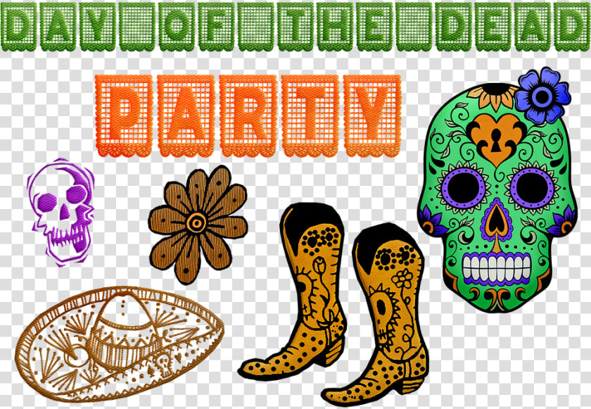 Day Of The Dead  Sugar Skulls  Boots  Papel Picado  HD Png DownloadTransparent PNG