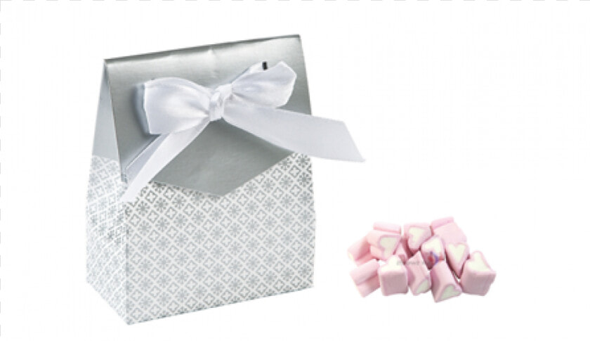 12 X Silver Tent Favor Boxes With Ribbon  Sweets And   Box  HD Png DownloadTransparent PNG