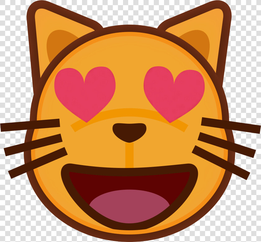 Filepeo Smiling Cat Face With Heart Shaped Eyes   Cat Open Mouth Clipart  HD Png DownloadTransparent PNG