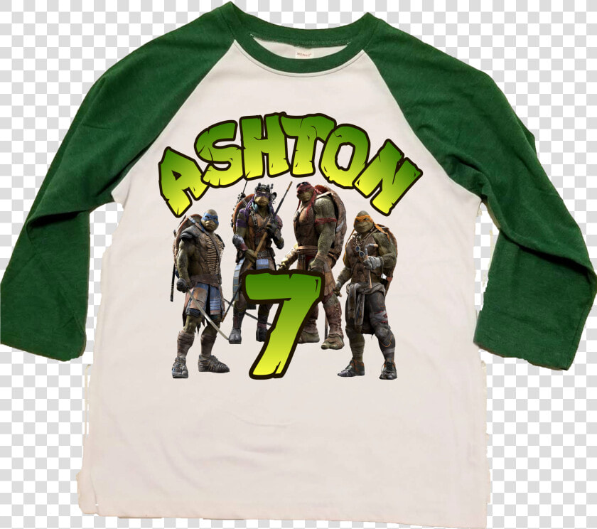 Teenage Mutant Ninja Turtles Green Raglan   Long sleeved T shirt  HD Png DownloadTransparent PNG