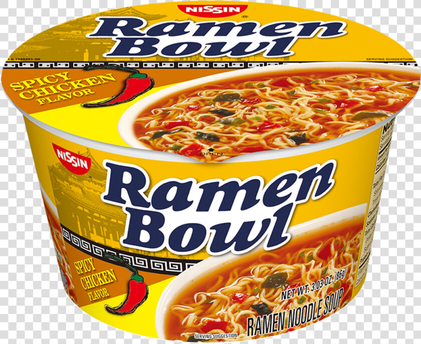 Nissin Ramen Bowl Spicy Chicken Flavor   Convenience Food  HD Png DownloadTransparent PNG