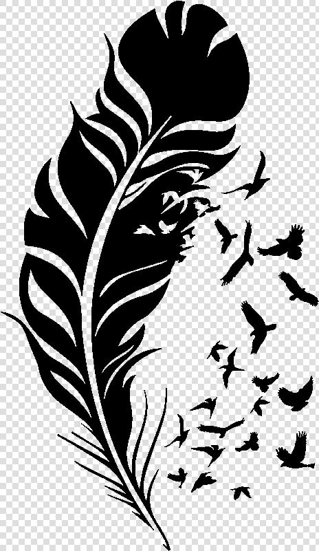 Transparent Boho Feather Png   Feather With Birds Png  Png DownloadTransparent PNG