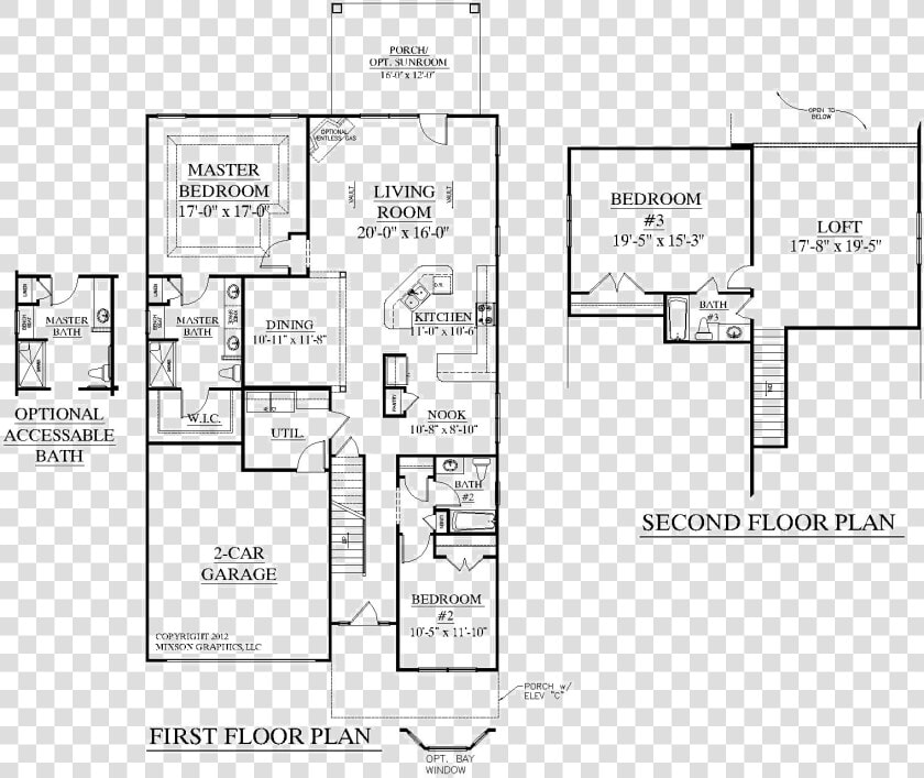 Png 3 Bedroom House Plan With Houseplans Biz 2545 A   2 Story 3 Bedroom Floor Plan  Transparent PngTransparent PNG