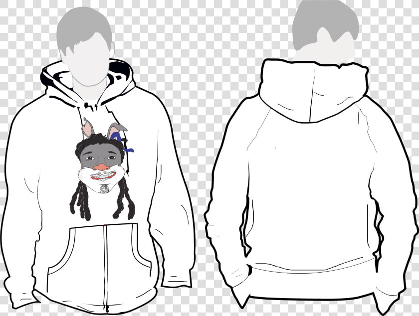 White Hoodie Beware Of The Hare   Hoodie Template  HD Png DownloadTransparent PNG