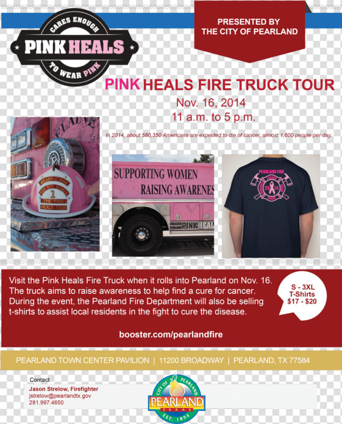 Pink Heals Fire Truck Tour In Pearland   Pearland  HD Png DownloadTransparent PNG