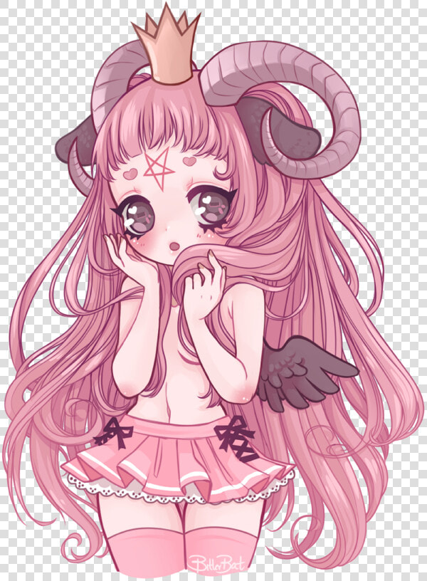  kawaii  anime  manga  demon  succubus  pink  devil   Pastel Goth Anime Girl  HD Png DownloadTransparent PNG