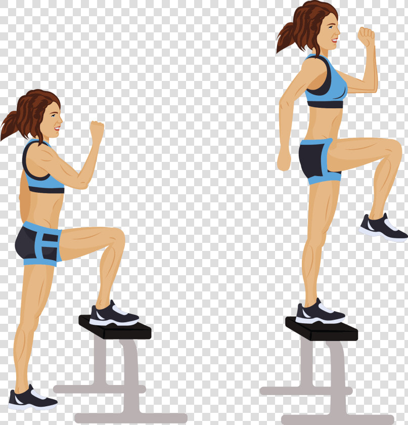 Power 10 Leg Workout   Step Up With Knee Raise  HD Png DownloadTransparent PNG