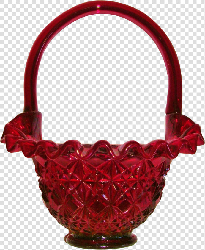 Fenton Ruby Red Diamond Fan Ruffled Basket   Floral Design  HD Png DownloadTransparent PNG