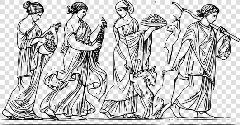 Greek  People  Woman  Ancient  Toga  Animals  Pig   Poor People Ancient Greece  HD Png DownloadTransparent PNG