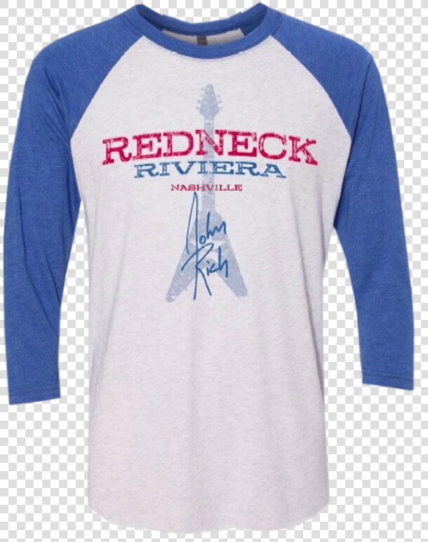 Redneck Riviera Unisex White And Royal Raglan Tee   Long sleeved T shirt  HD Png DownloadTransparent PNG