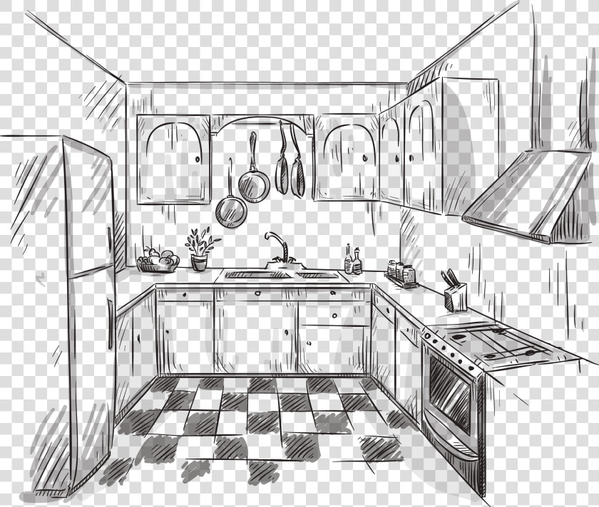 Clip Art Collection Of Free Drawing   Kitchen Sketch  HD Png DownloadTransparent PNG