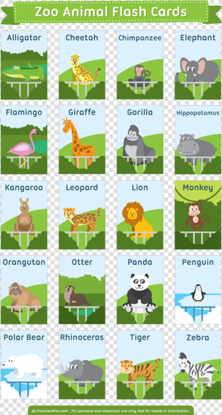 Transparent Zoo Animals Png   Zoo Animal Flashcards Free Printable  Png DownloadTransparent PNG